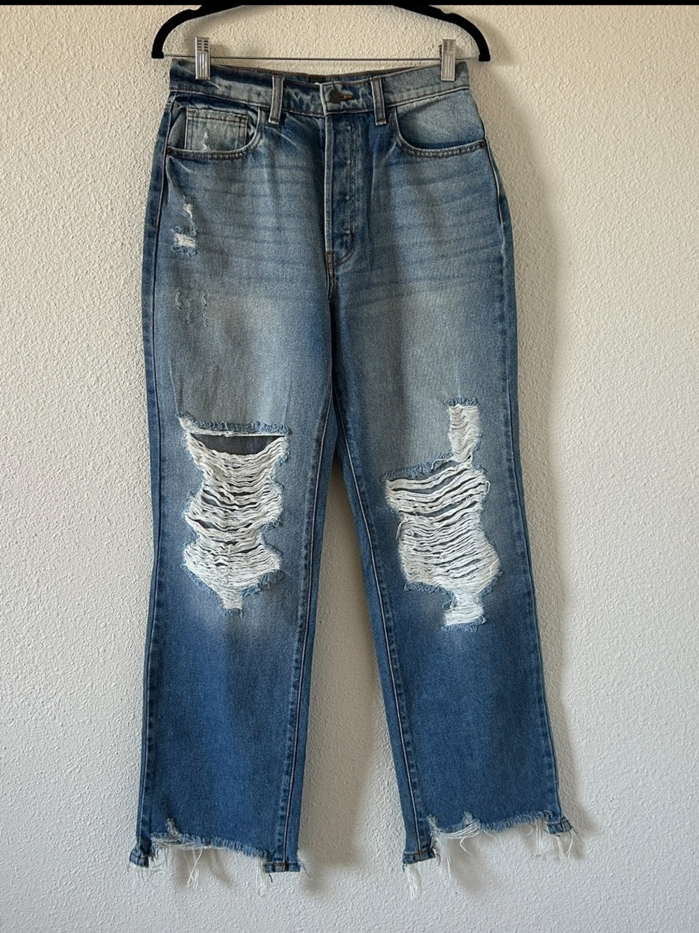 Cello Dressy Casual Date Distressed Wide Leg Jeans Women’s 7/28 Blue